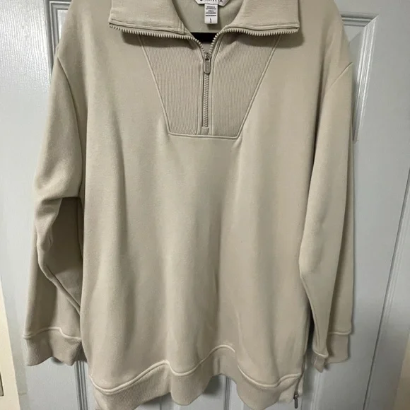 NWT Athleta Cozy Karma 1/2 zip Sweatshirt color Abalone size Large - Picture 4 of 9